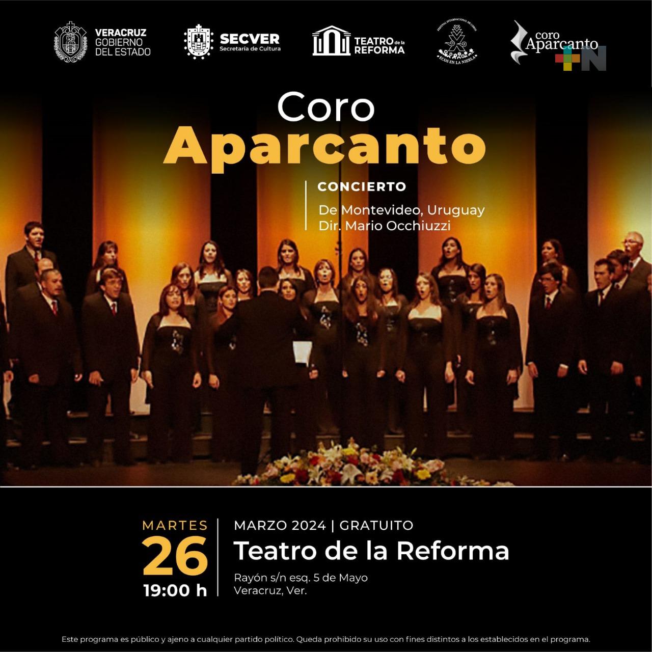 Se presentará el Coro Aparcanto de Uruguay en Teatro de la Reforma