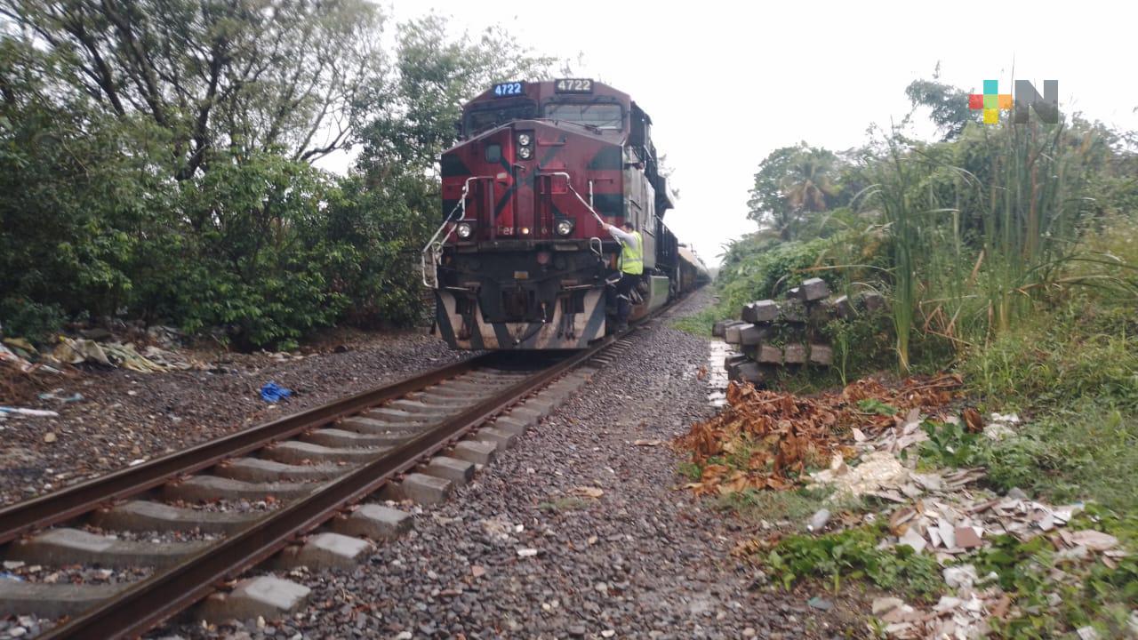 Locomotora se descarriló en Coatzacoalcos