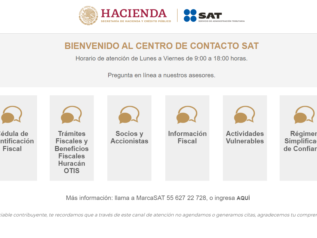 SAT ofrece diversos canales de información para los contribuyentes