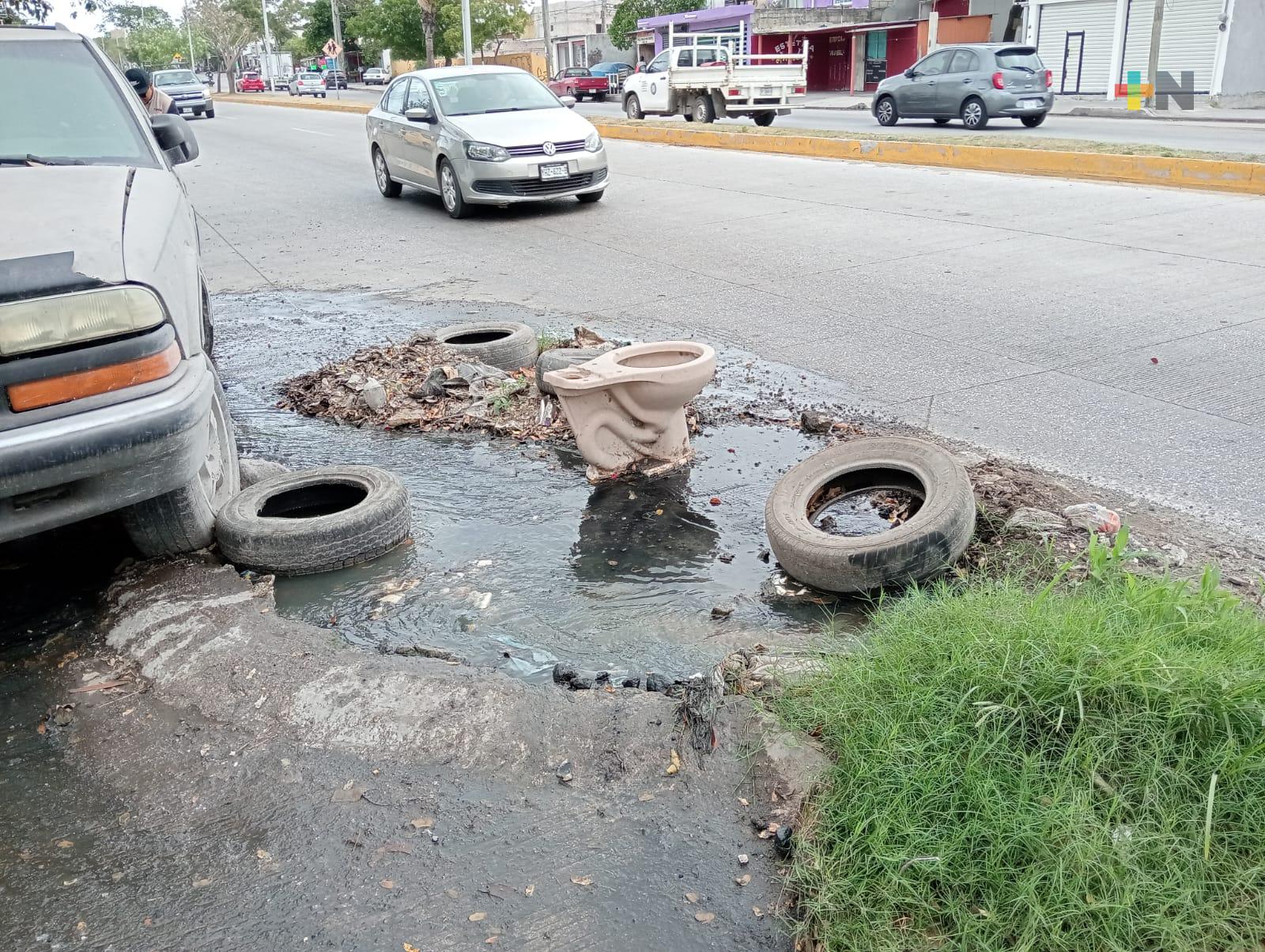 Fuga de aguas negras afecta a habitantes en colonia de Veracruz puerto desde hace ocho meses