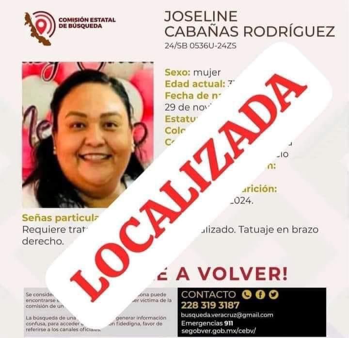 Localizan con vida a maestra Joseline Cabañas Rodríguez