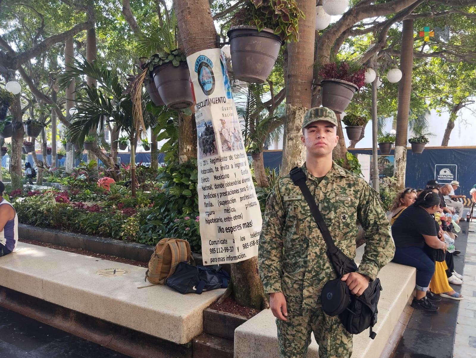 Módulo de reclutamiento para ingresar al ejército y Guardia Nacional en Veracruz puerto