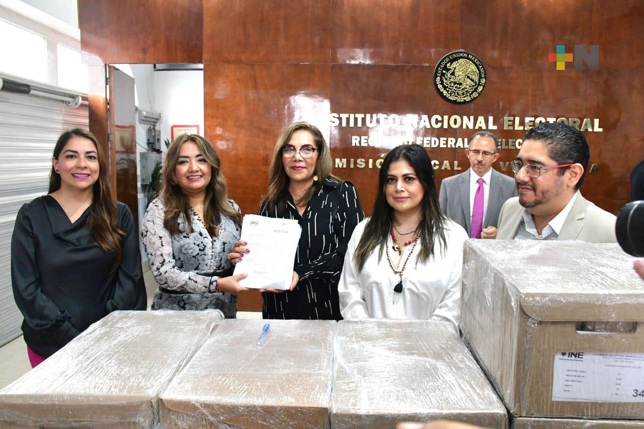 Recibe OPLE Veracruz 45 cajas con la lista nominal de electores para «Fuerza por México Veracruz», partido político local