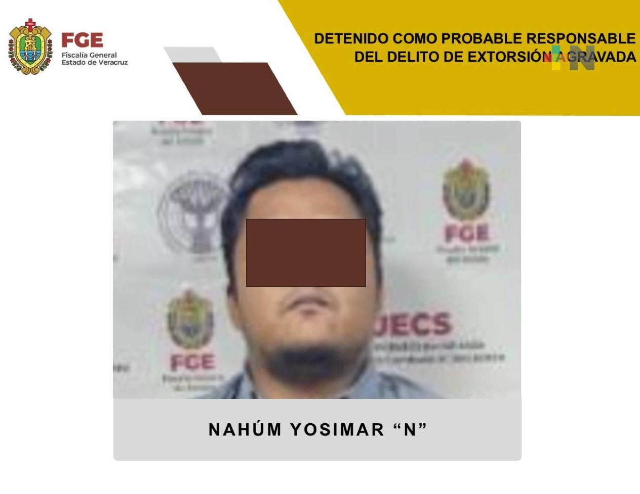 Nahúm Yosimar «N» detenido como probable responsable de extorsión agravada