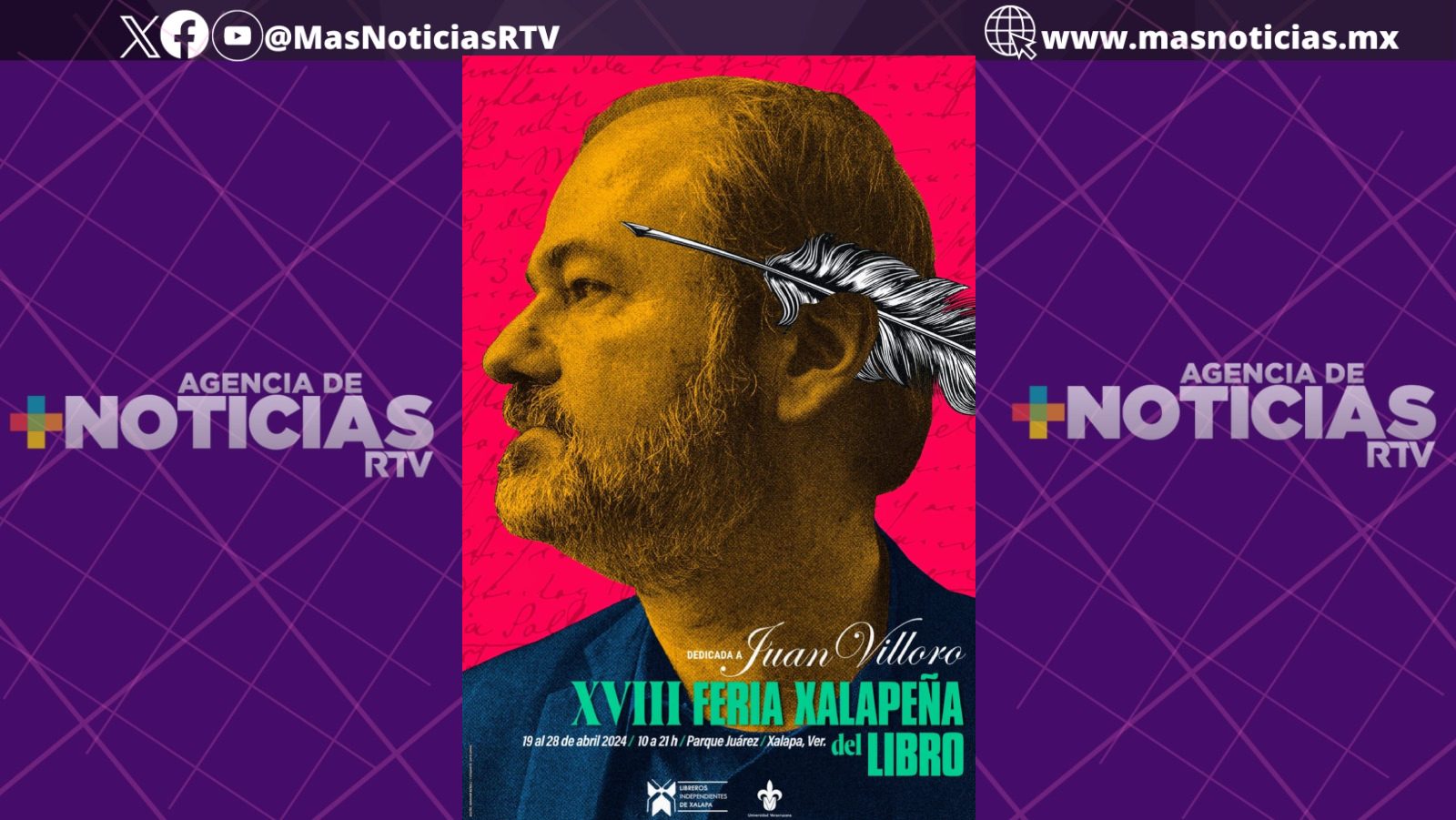 Feria Xalapeña del Libro estará dedicada a Juan Villoro