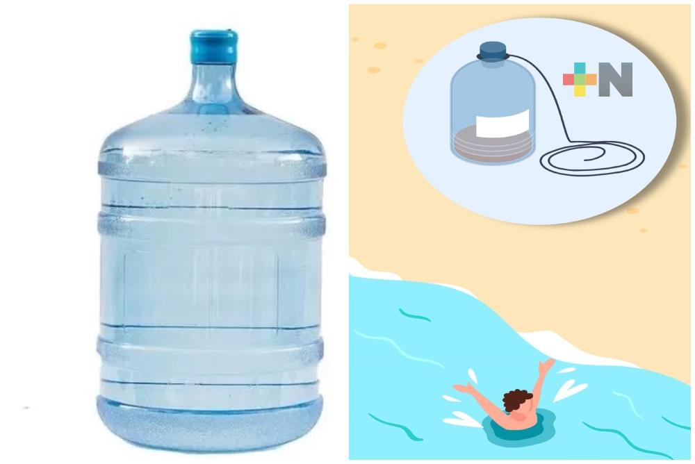Un garrafón de agua como flotador podría salvar la vida a alguien