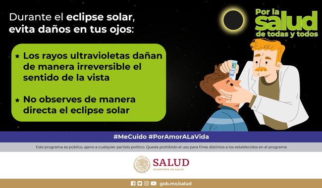 Secretaría de Salud advierte sobre peligro de observar de forma directa eclipse de sol