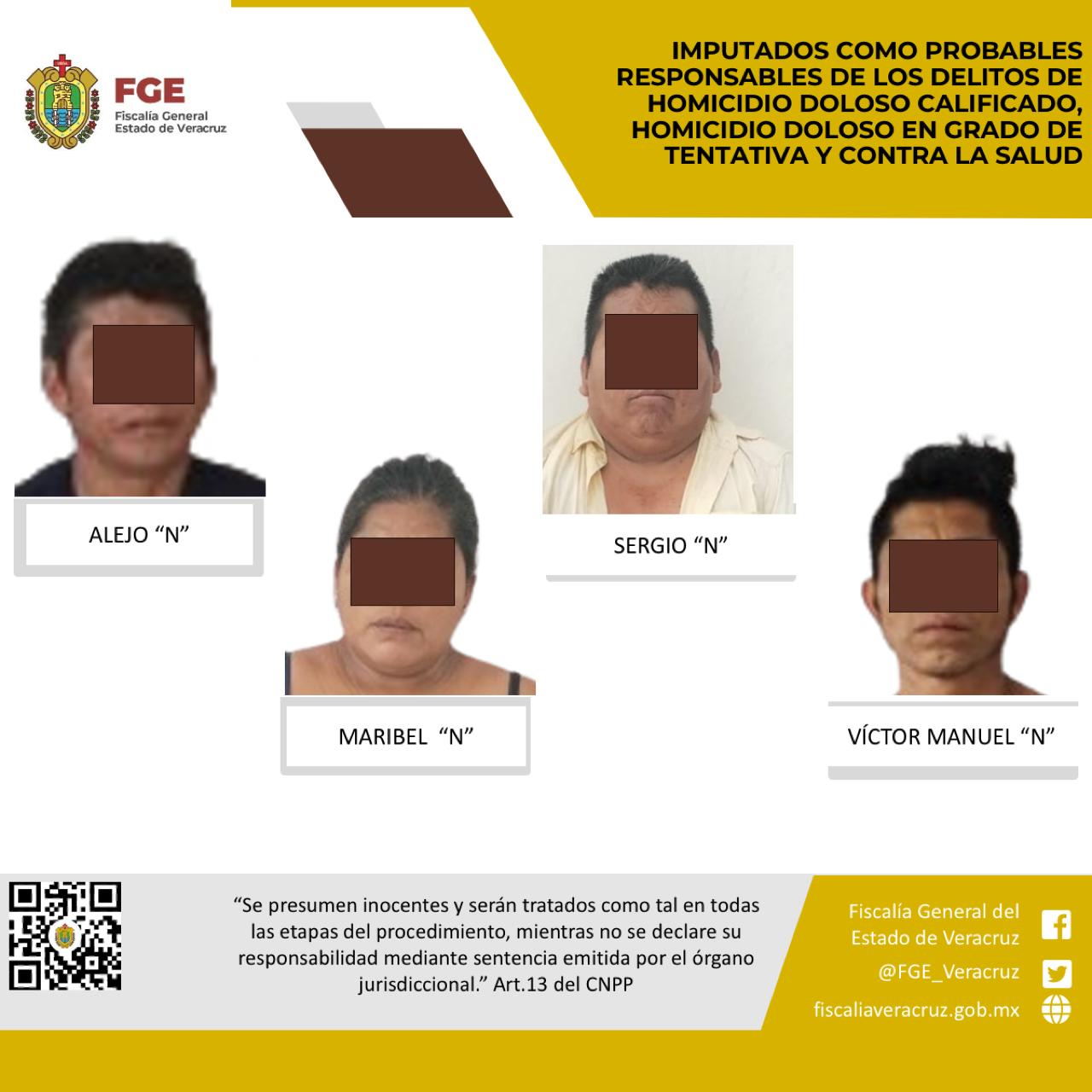 Imputados probables responsables del homicidio de tres personas en San Andrés Tuxtla