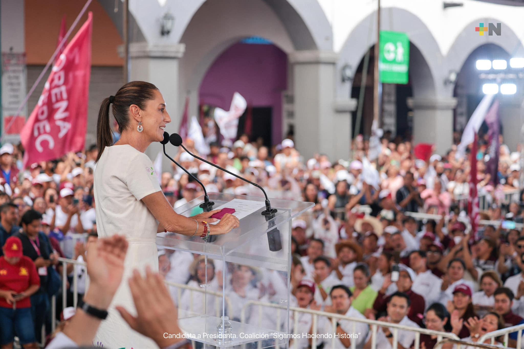 Claudia Sheinbaum se compromete en acceso al agua potable, mejorar transporte público y en seguridad del Estado de México