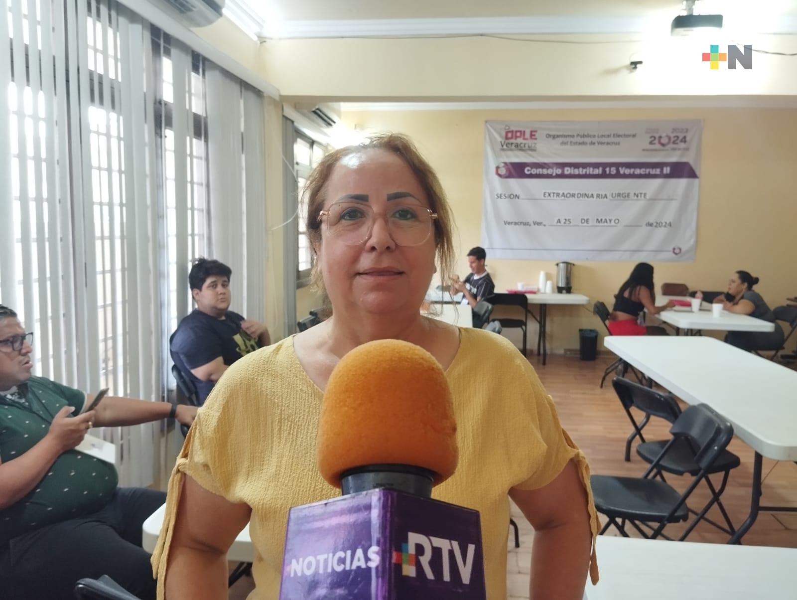 Consejo distrital 15 del OPLE en municipio de Veracruz ha entregado 90 por ciento de paquetería electoral