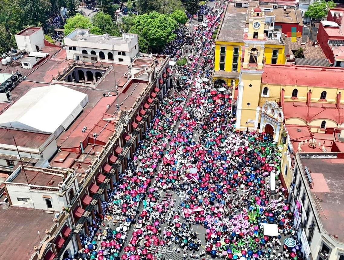 Claudia Sheinbaum y Rocío Nahle abarrotan el centro de Xalapa