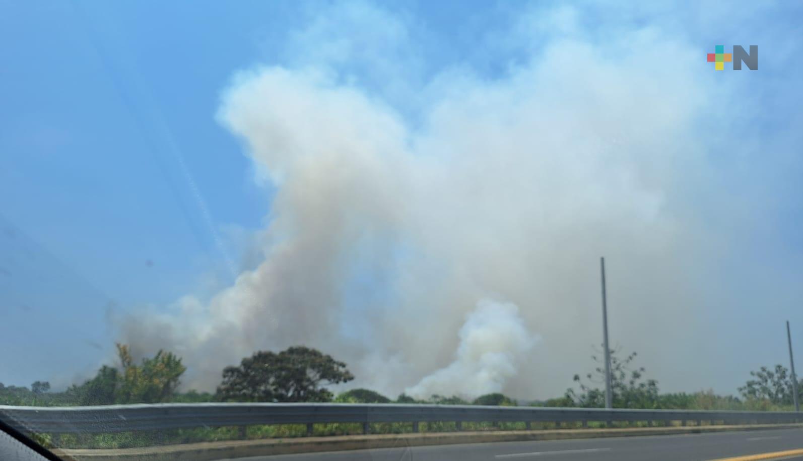 Movilización por quema de pastizal en Coatza; los hay por calor y provocados