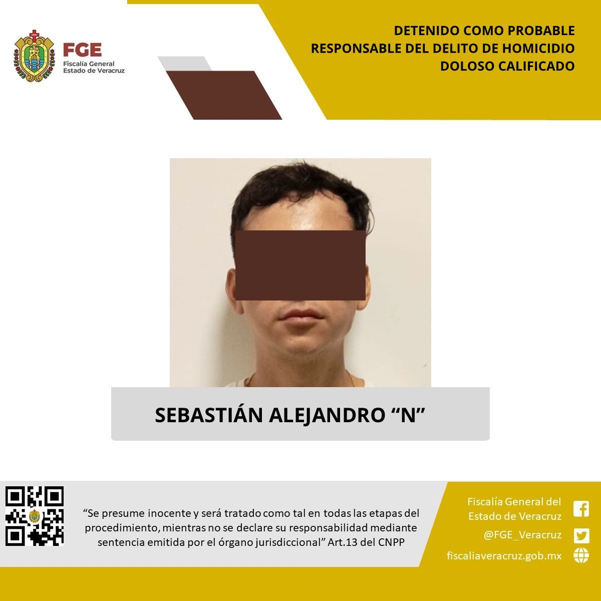 Detenido como probable responsable del delito de homicidio doloso calificado de periodista