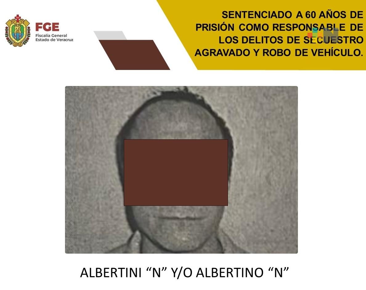 Albertini «N» sentenciado a 60 años de prisión por secuestro agravado y robo de vehículo