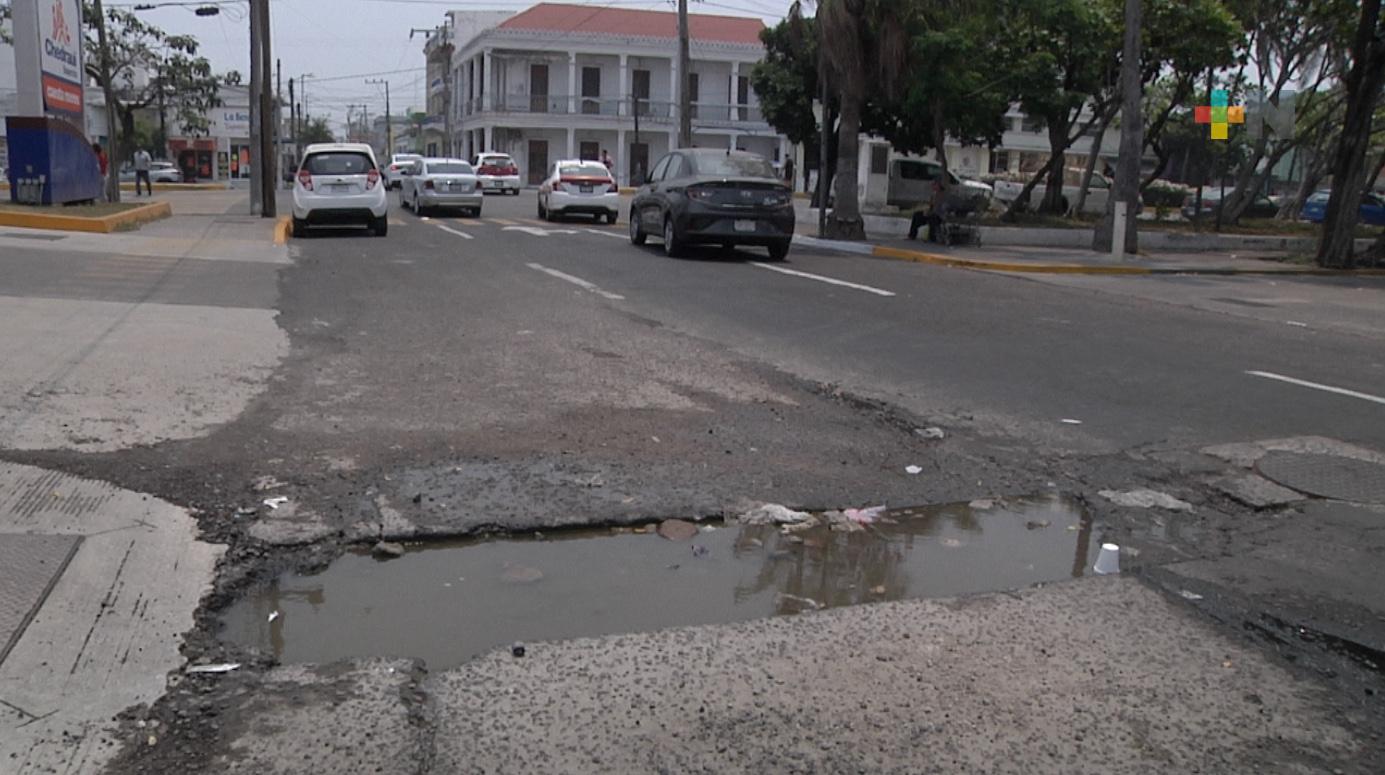 Piden se atienda bache en calle Francisco Canal de Veracruz puerto