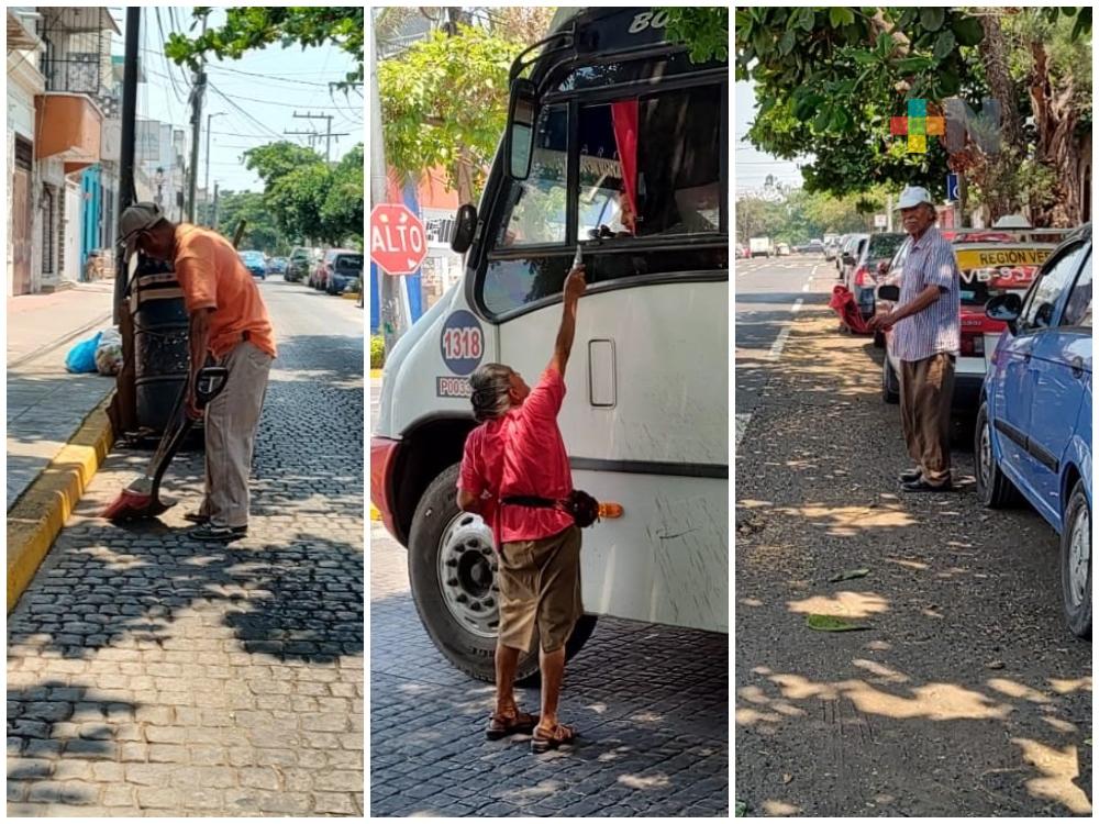Trabajadores al aire libre se las ingenian para protegerse del sol