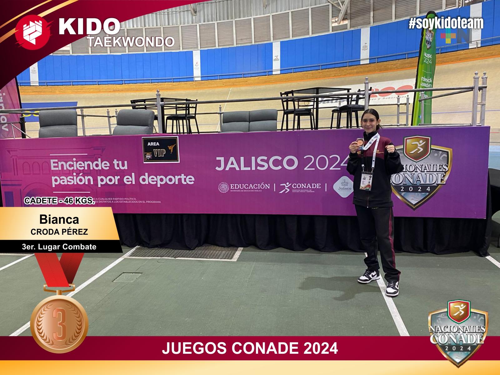 Destacan taekwondoínes de KIDO Riviera Veracruzana y Boca en Nacionales Conade