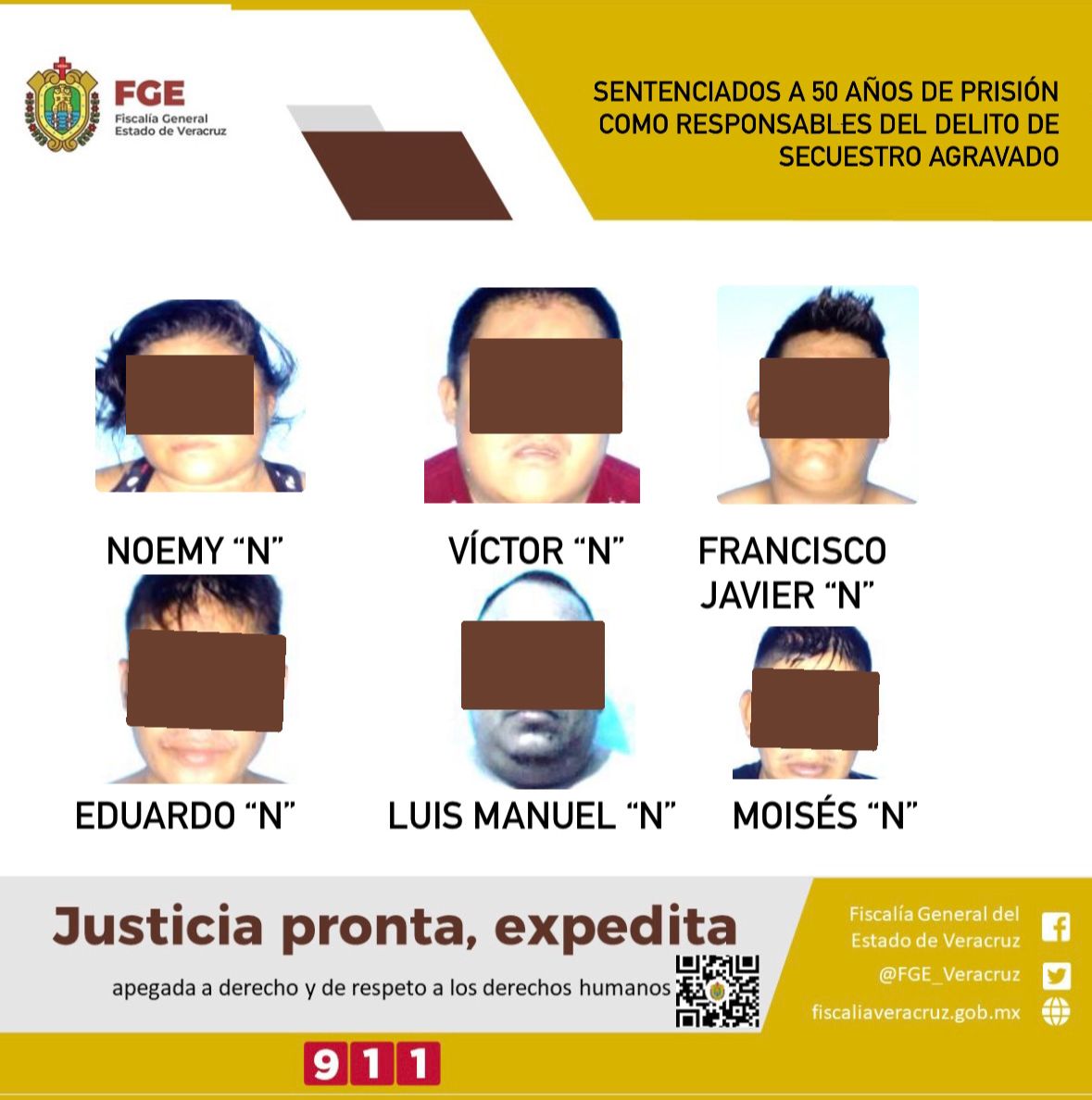 Sentenciados a 50 años de prisión como responsables del delito de secuestro agravado