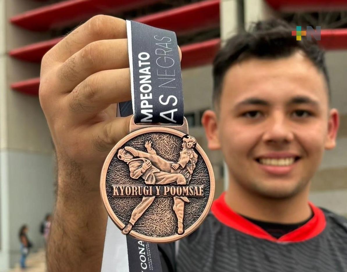 Taekwondoín veracruzano Rodolfo Segovia gana bronce en Campeonato Nacional