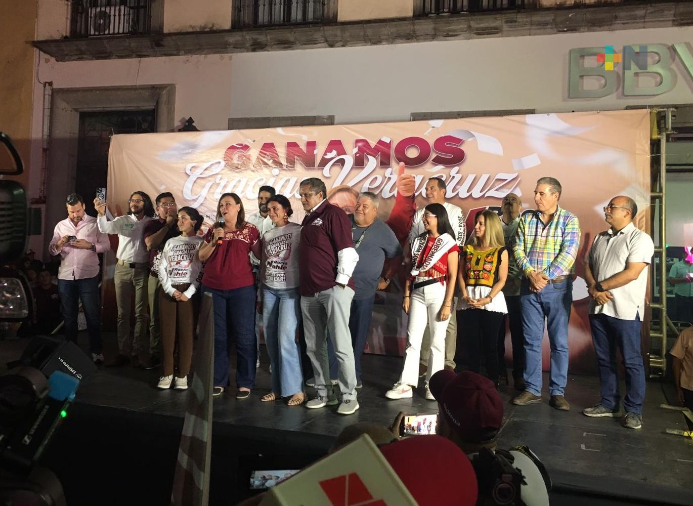 Encabeza Rocío Nahle festejo en Plaza Lerdo por el triunfo a la gubernatura