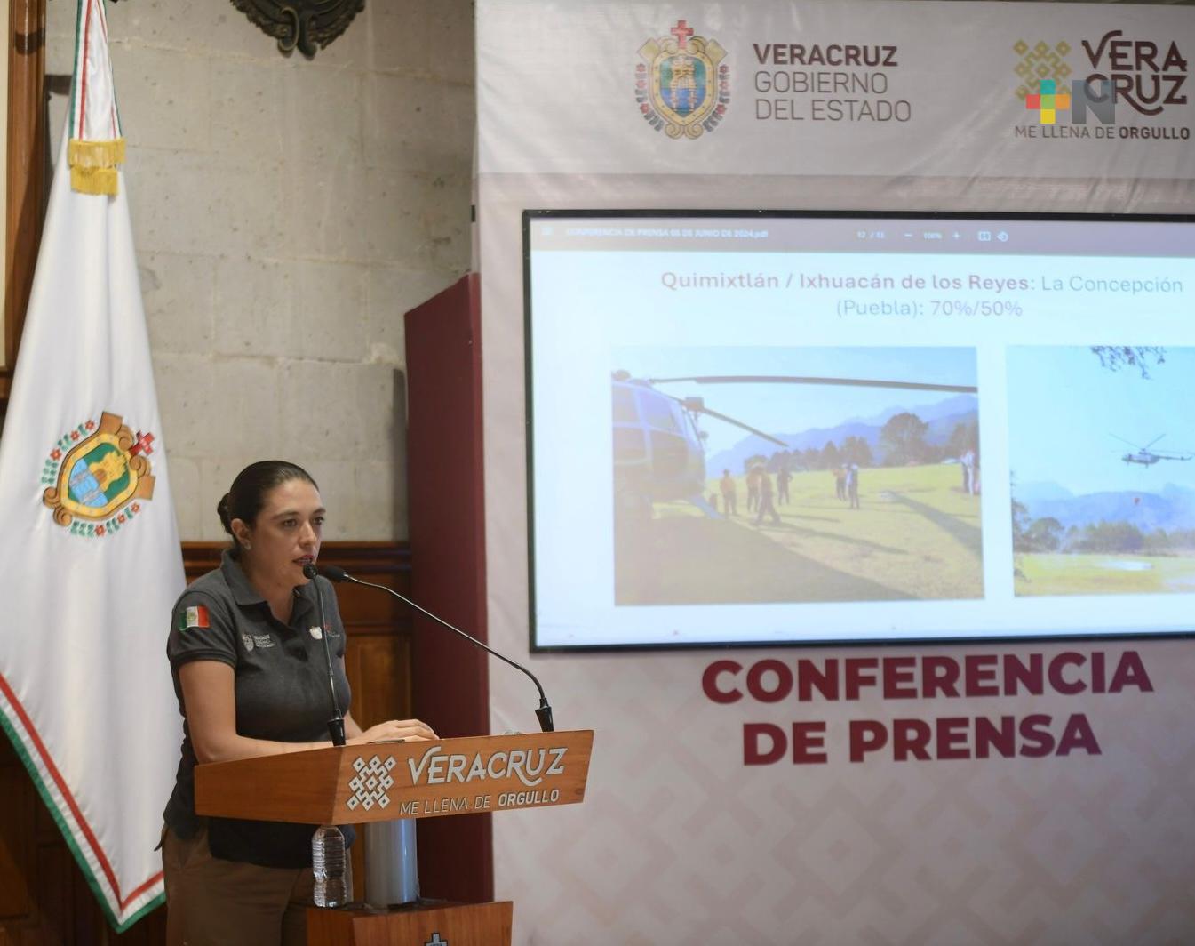 Helicóptero de la Fuerza Aérea reforzó el combate de incendio en Quimixtlán