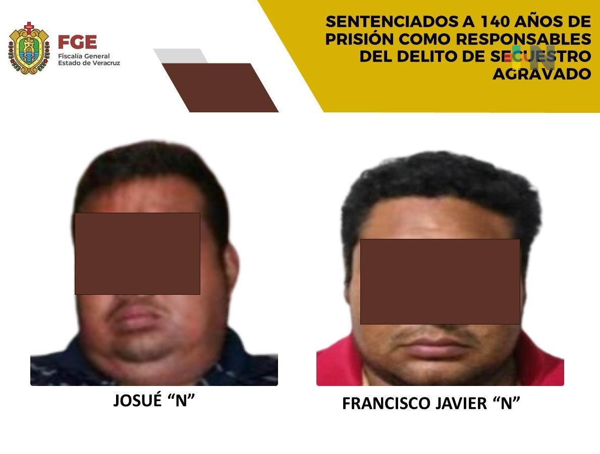 Josué «N» y Francisco Javier «N» sentenciados a 140 años de prisión por secuestro agravado