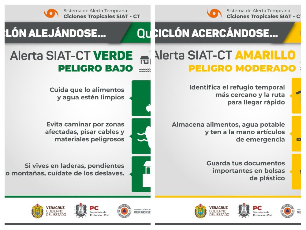 Se activa SIAT-CT Amarillo y Verde para Veracruz por Depresión Tropical Tres