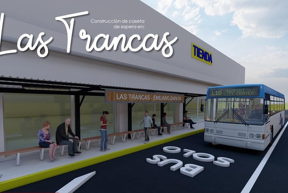 Mejoran paradas y colocan identificaciones en comunidades de Emiliano Zapata