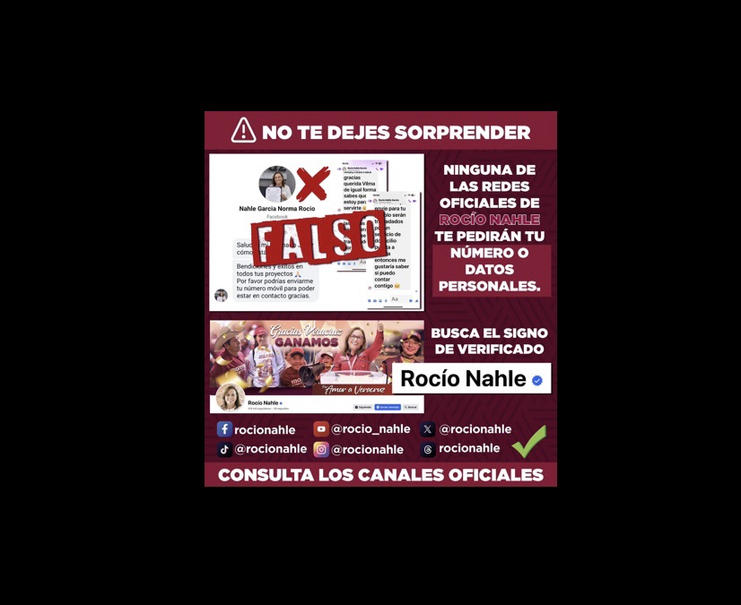 Desmiente Rocío Nahle solicitar información a través de sus redes sociales