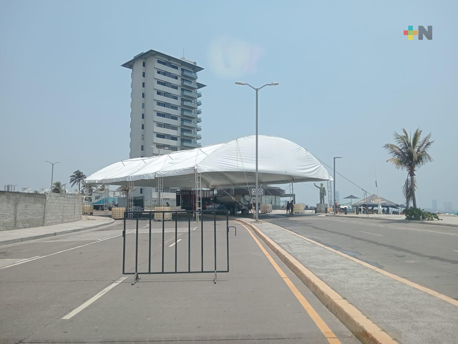 Siguen trabajos para la instalación del salsódromo en Boca del Río