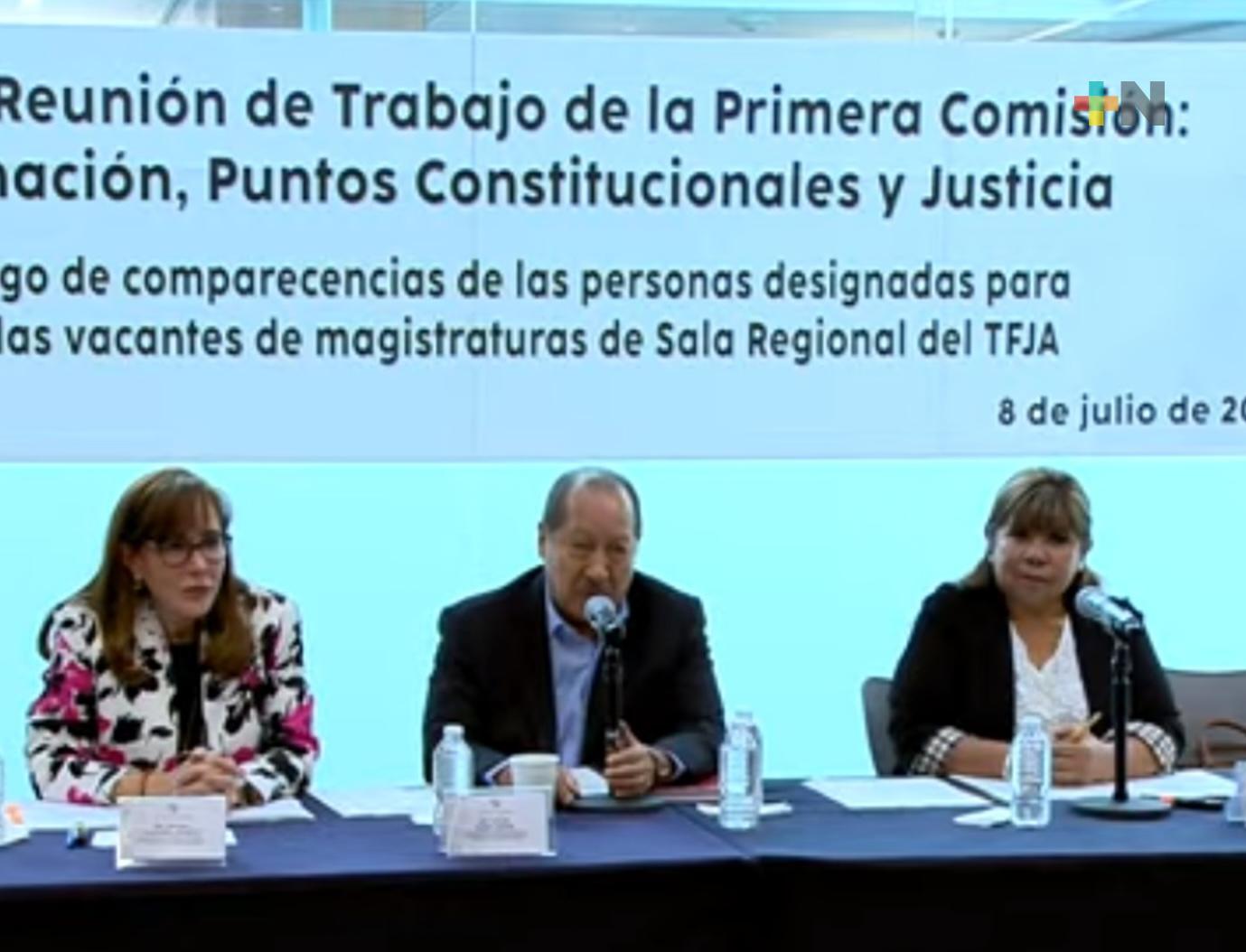 Comparecen ante Comisión de la Permanente aspirantes a magistraturas de salas regionales del TFJA