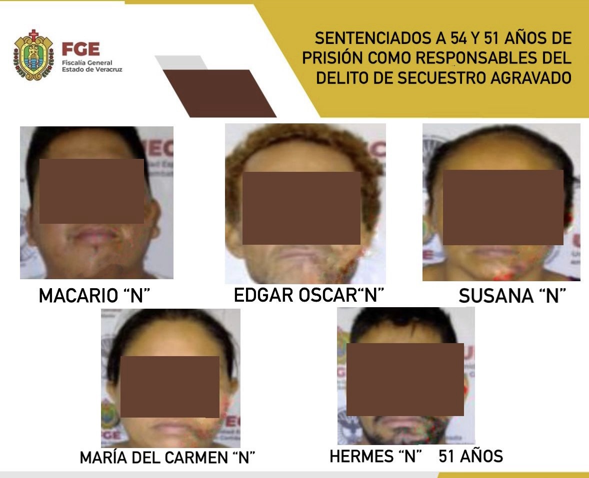Sentenciados 54 y 51 años años de prisión como responsables del delito de secuestro agravado