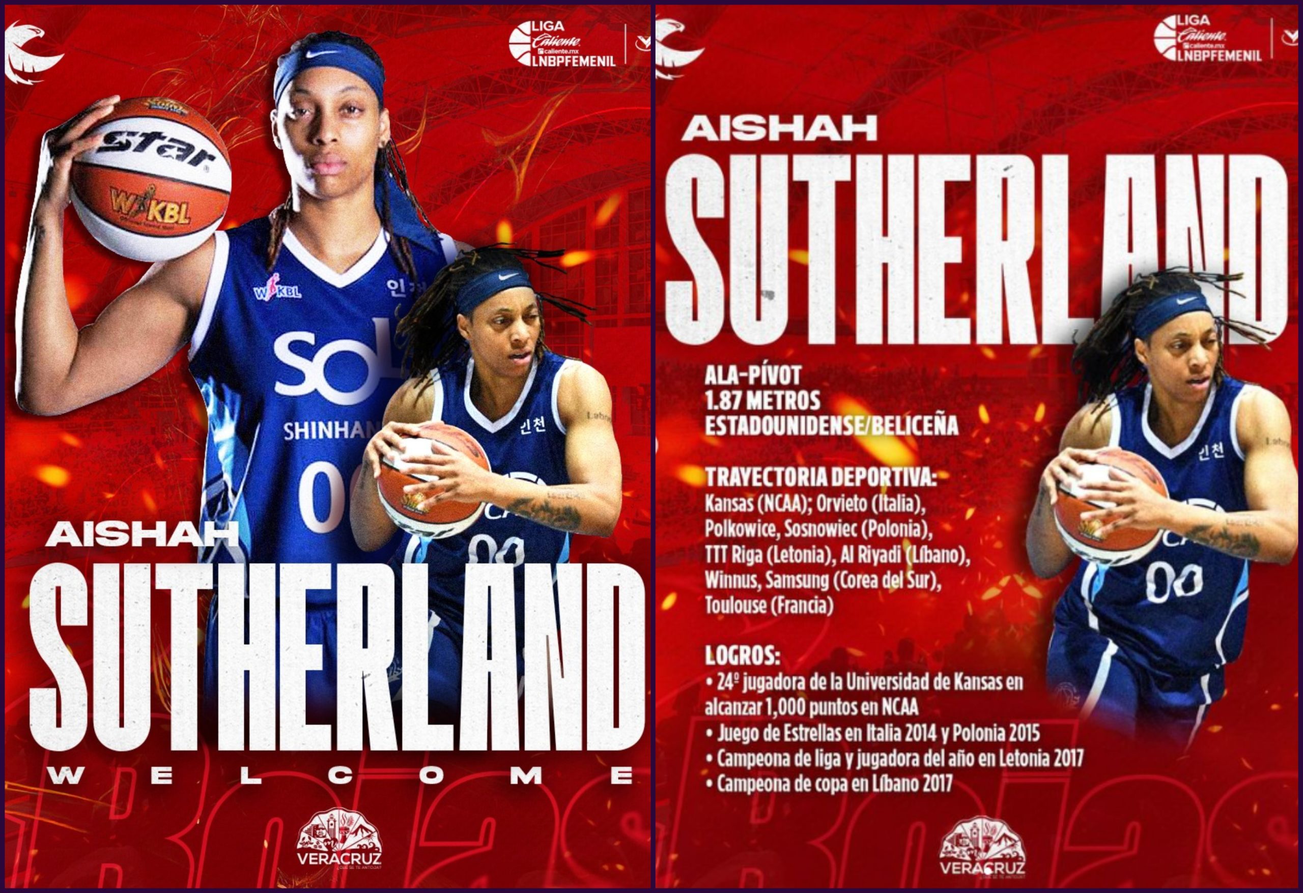 Aishah Sutherland reforzará a Rojas de Veracruz en playoffs ante Xalapa