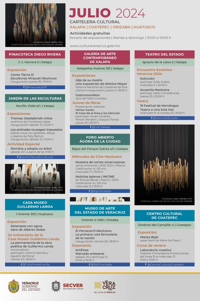 Presenta Secver sus actividades programadas durante julio en Xalapa, Coatepec, Orizaba y Huatusco