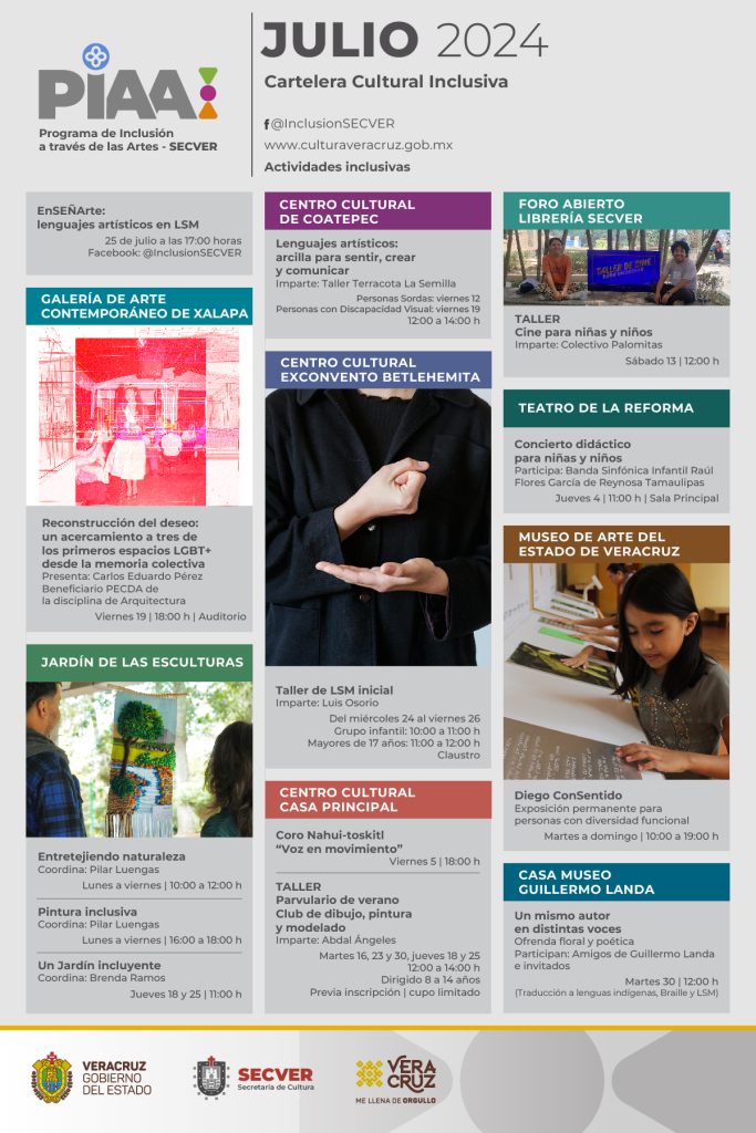 Invita Secver a participar de sus actividades con enfoque inclusivo durante julio