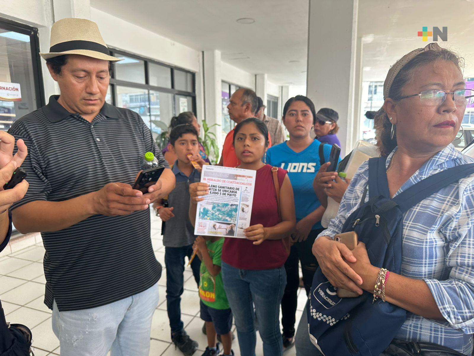 Habitantes de ejido 5 de Mayo de Coatzacoalcos piden ser informados sobre proyecto de relleno sanitario