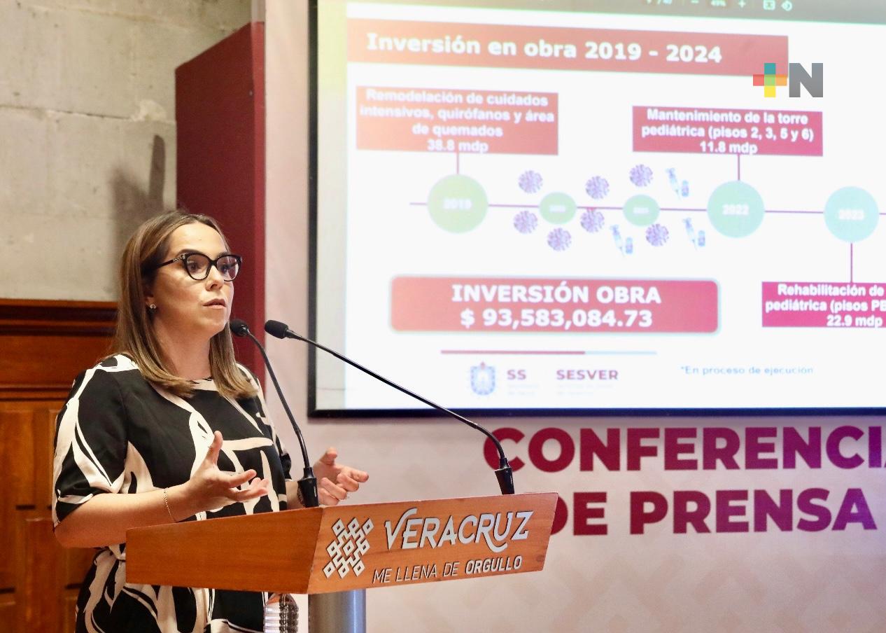 Importante inversión en Torre Pediátrica de Veracruz: Guadalupe Díaz