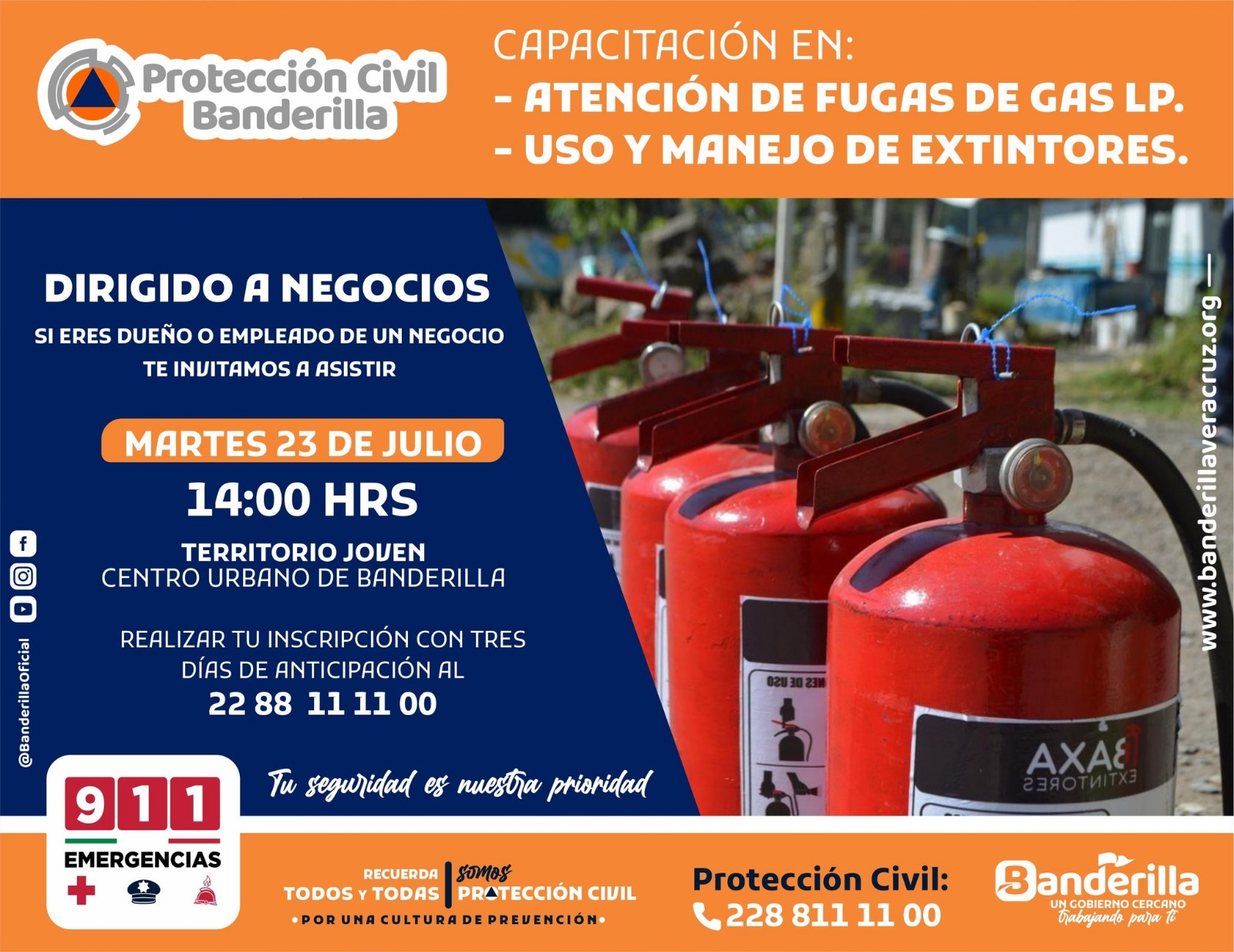 Curso para atender fugas de gas y uso de extintores impartirán en Banderilla
