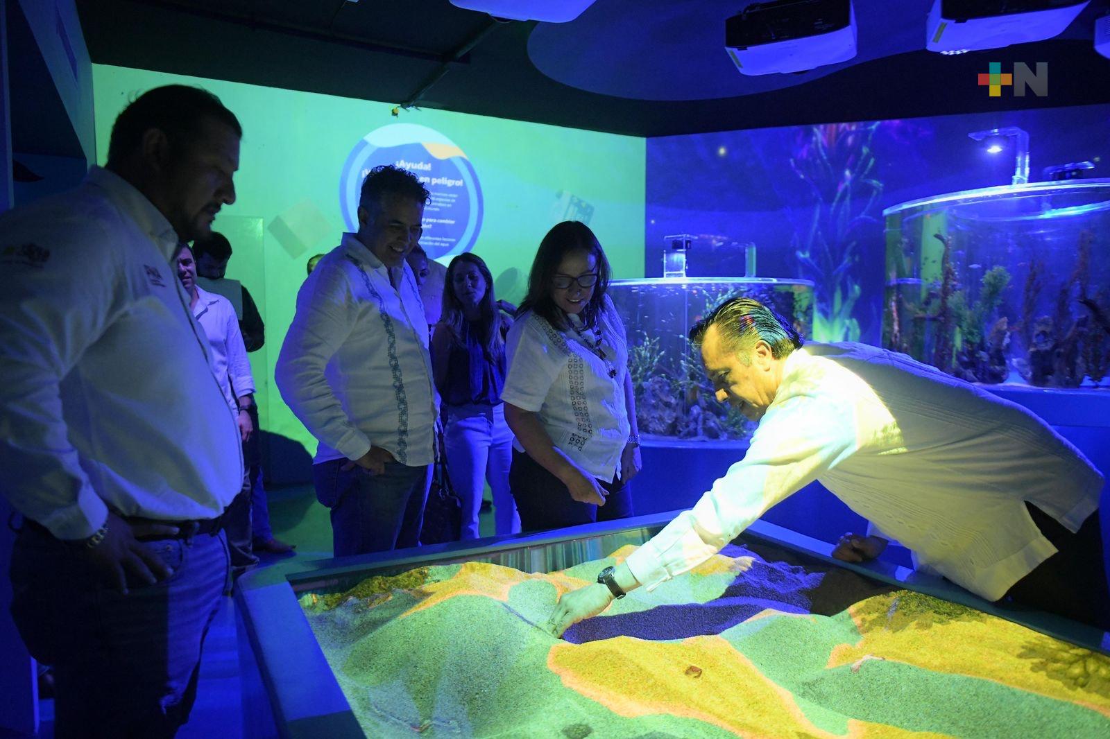 Gobernador Cuitláhuac García inaugura nuevas áreas del Aquarium