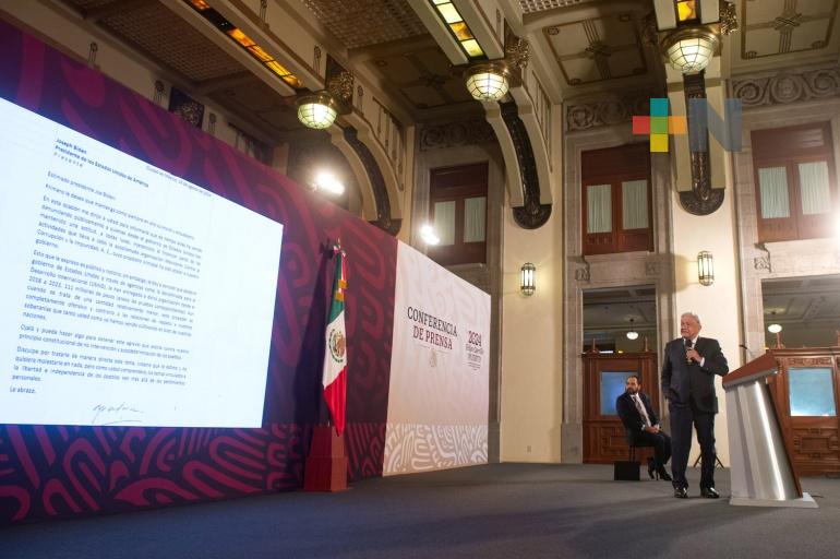 Presidente expone a Joseph Biden injerencia de Estados Unidos al financiar a Mexicanos contra la Corrupción