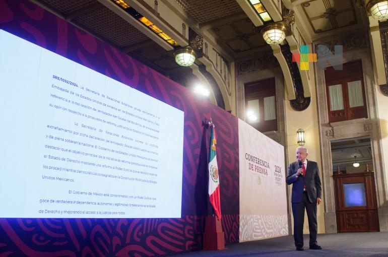 “Desafortunada e imprudente”, declaración del embajador Ken Salazar sobre reforma al Poder Judicial: AMLO