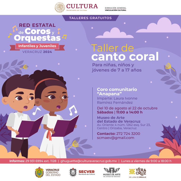 Convocan a participar en talleres de la Red Estatal de Coros y Orquestas Infantiles y Juveniles de Veracruz