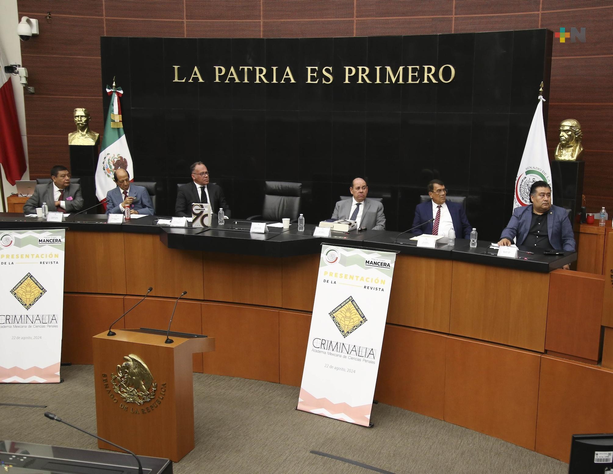 Presentan en el Senado “Criminalia”, revista especializada en ciencias penales