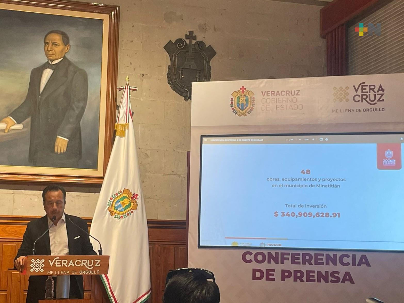 Más de 340 mdp invertidos en Minatitlán: Cuitláhuac García