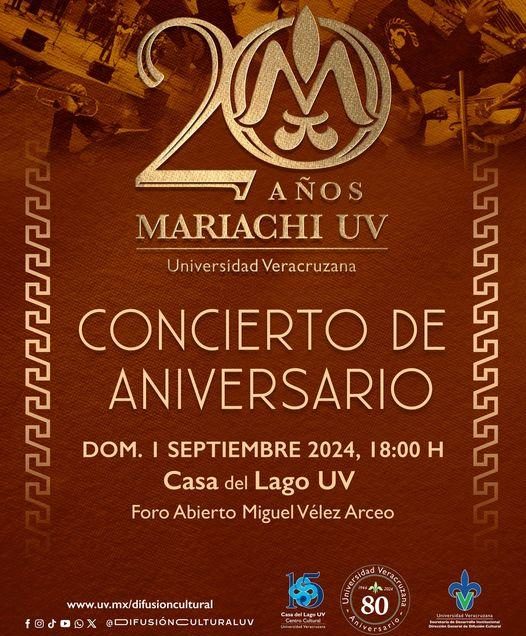 Mariachi de la UV cumple 20 años y festeja el 1o. de septiembre en Casa del Lago