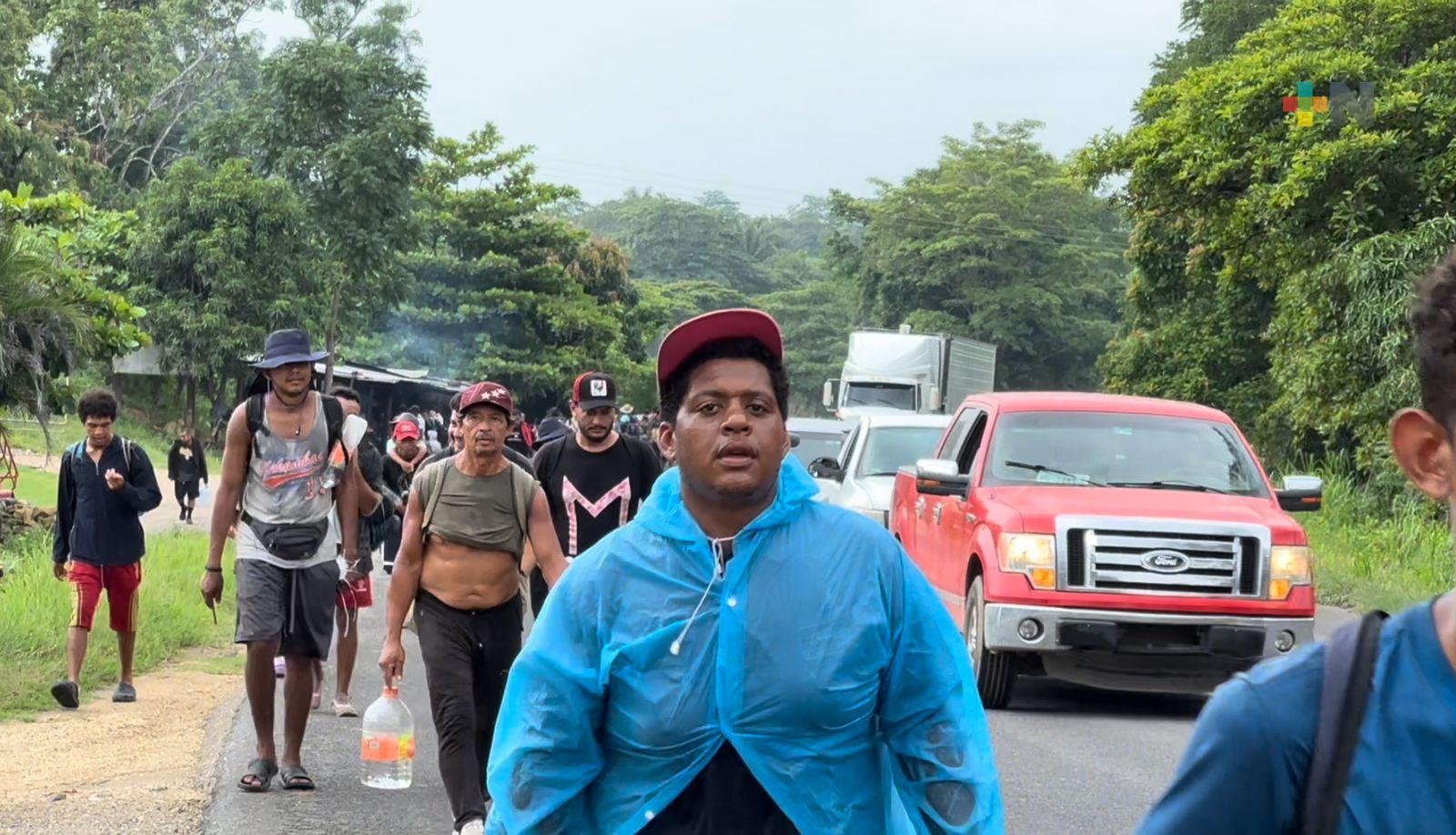 Caravana de migrantes llega a Veracruz desde Oaxaca, provienen de Centroamérica