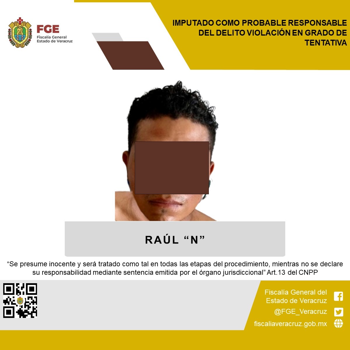 Dictan prisión preventiva a Raúl “N”