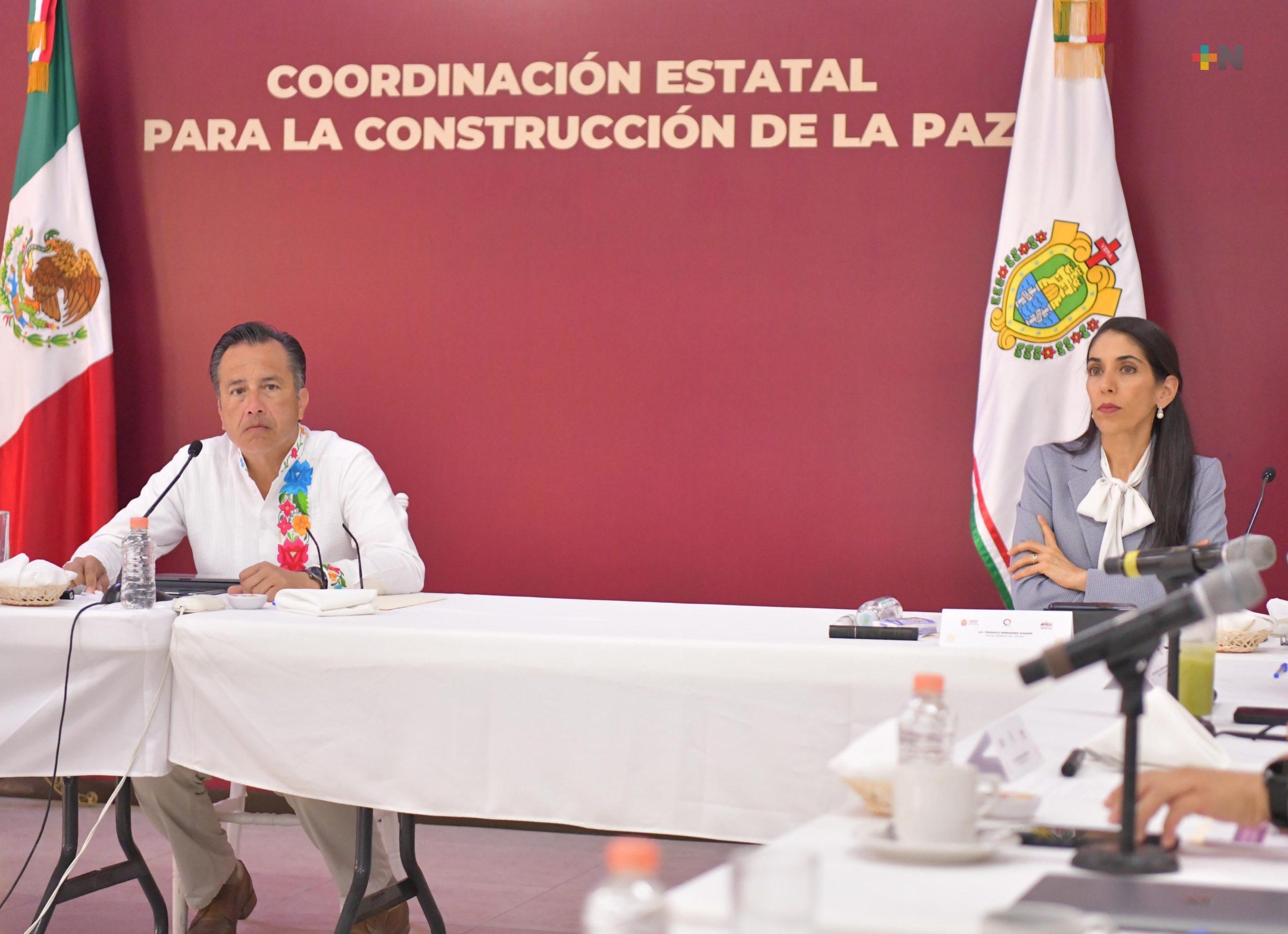 Gobernador encabeza trabajos en la Mesa para Construcción de la Paz