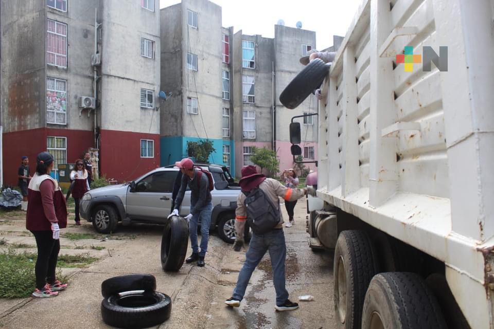 Dos toneladas de cacharros y llantas recolectan en Coatzacoalcos