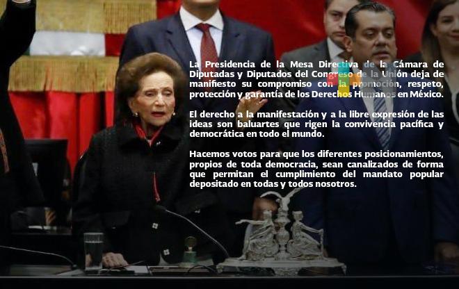 Pide Cámara de Diputados las manifestaciones y libre expresión sean con respeto y garantía de los derechos humanos